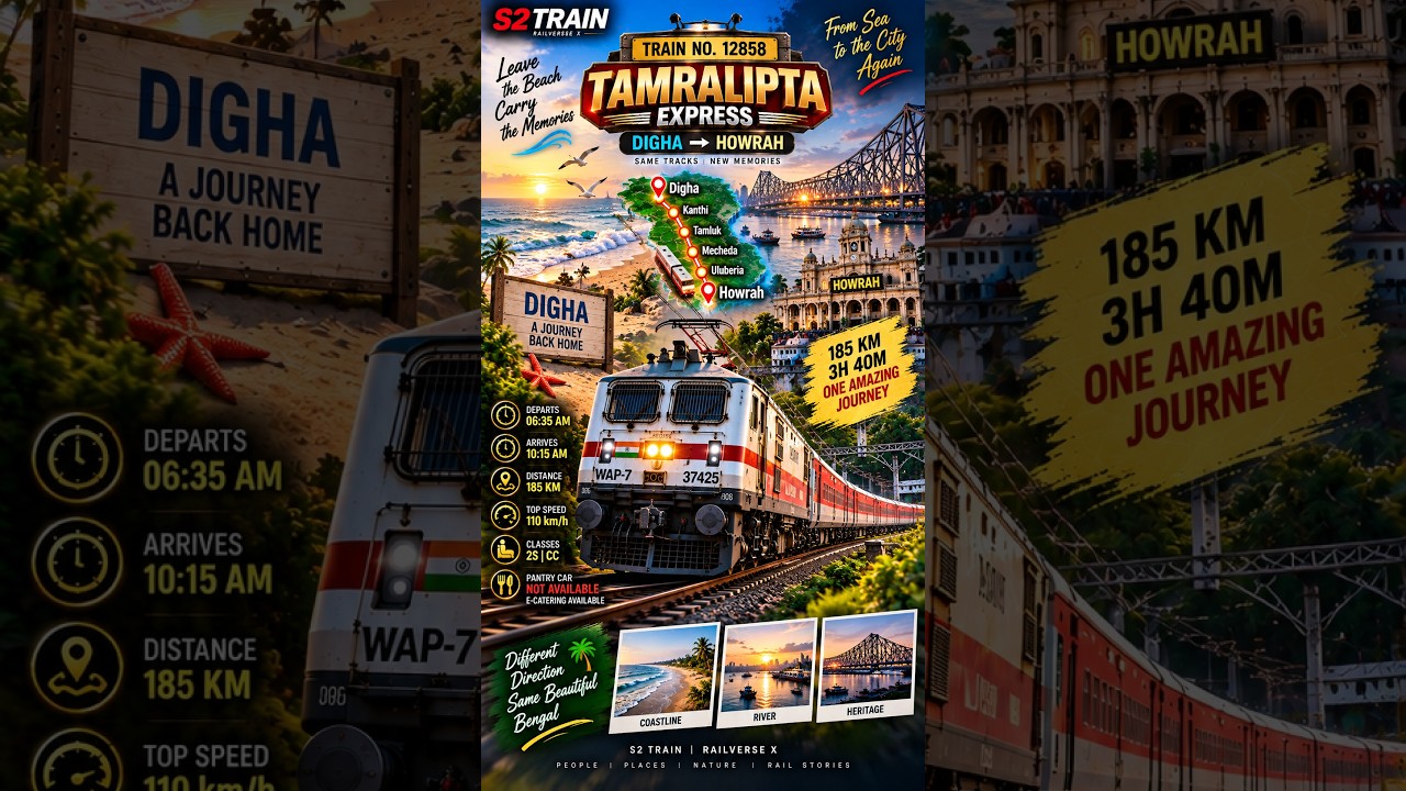 Digha to Howrah Train Journey 🚆 | 12858-Tamralipta Express #shorts #travel #journey