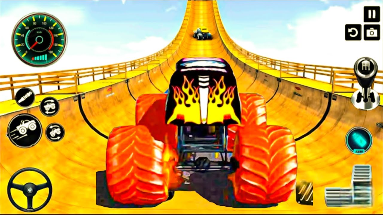 Monster trucks - Monster Turck Mega  Ramp Extreme Racing Gadi Android  Game#016 #100k