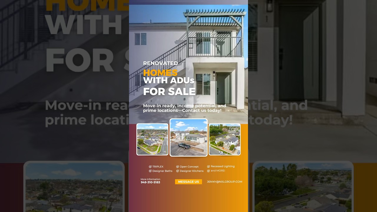 🏡 FOR SALE: 3 Fully Remodeled Homes with 2 Brand New ADUs! 🏡✨
