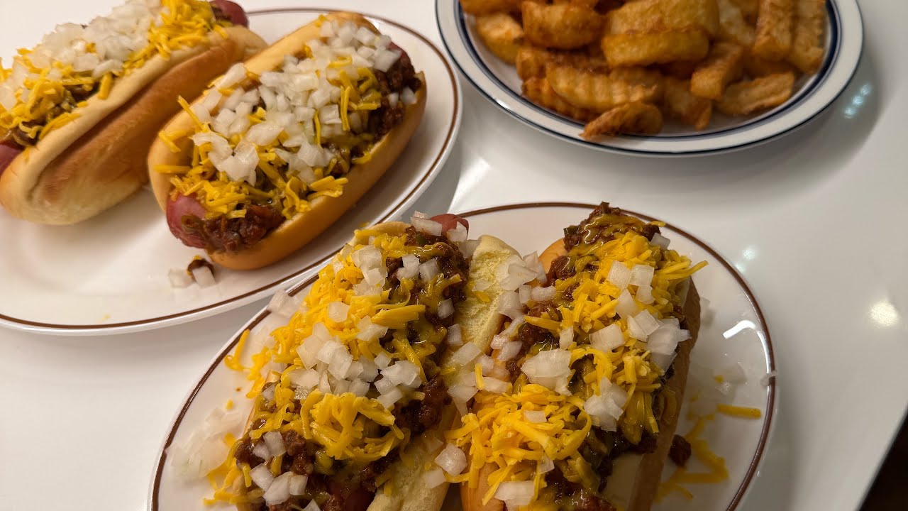 chili dog and crinkle fries