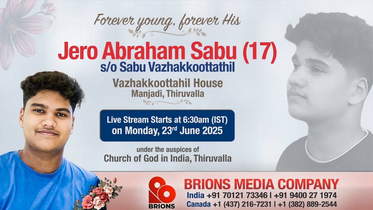 Jero Abraham Sabu (17) | Homegoing Service Live Telecast | 23.06.2025 | #brionsmediacompany #bmc