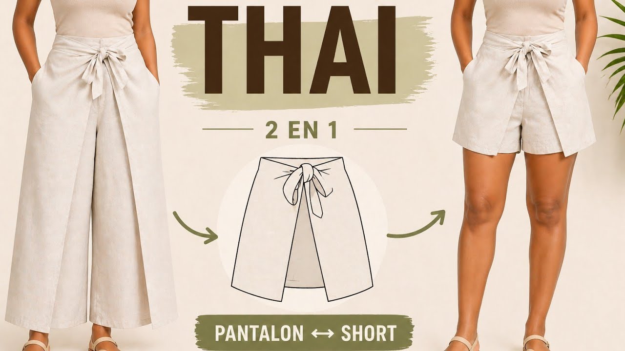 COUDRE UN SHORT/PANTALON THAÏLANDAIS-MÉTHODE PAS À PAS ET FACILE POUR DÉBUTANTS|PRETTY IRO