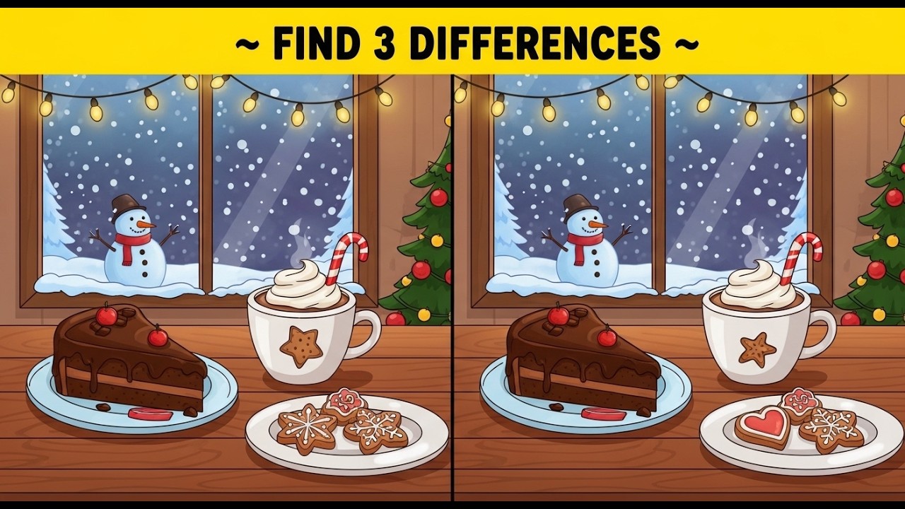 ❄️ Find 3 Differences in Winter Bakery Scene | Spot The Difference Challenge 2026 🍰☕