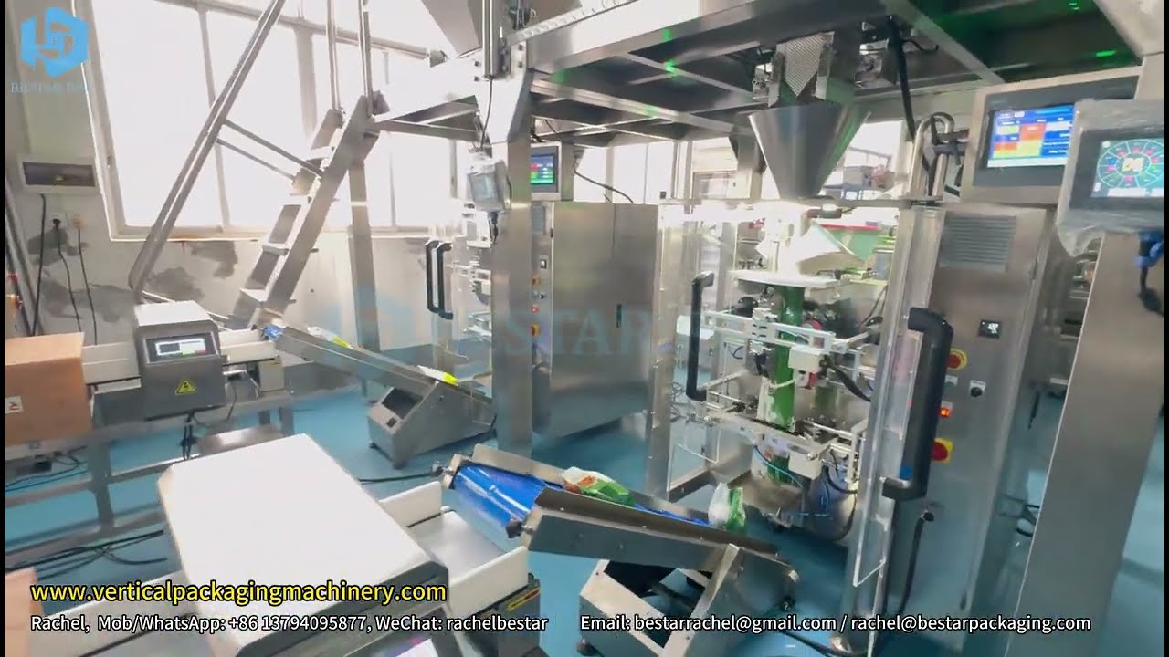 Dual Servo Packaging Machine for Granular Foods with 14 Head Weigher and double platform