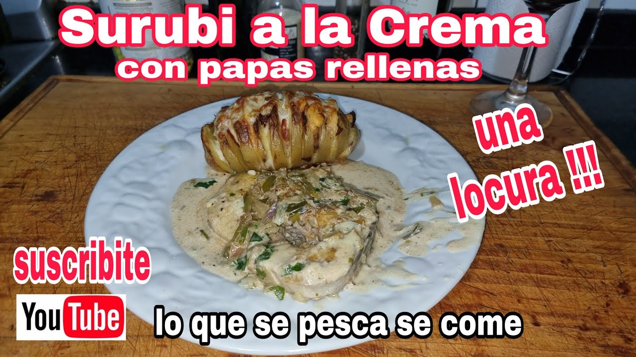 Surubi a la crema / receta de surubi / rodajas de surubi a la plancha / receta de pescado con crema