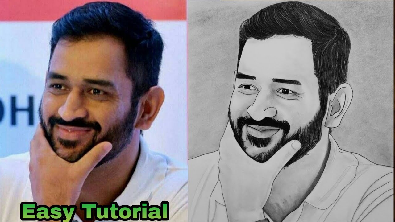 How to draw MS Dhoni - step by step | Drawing Tutorial | YouCanDraw