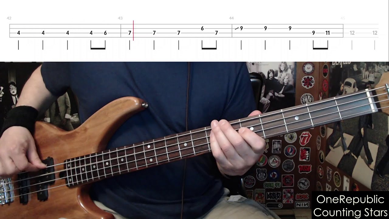 Counting Stars by OneRepublic - Bass Cover with Tabs Play-Along