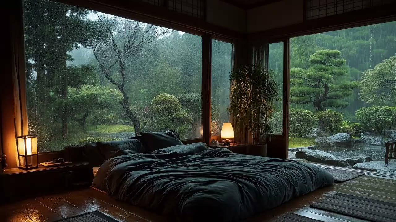 🌧️Rain ASMR for Bedtime | Calm Bedroom Environment for 3 Hours | Mind Calm Focus Study Stress Relief