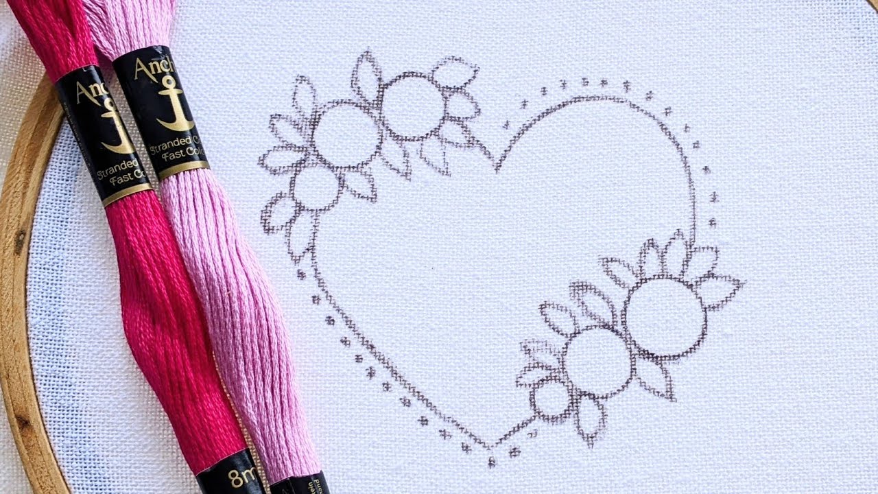 VERY EASY LITTLE HEART DESIGN HAND EMBROIDERY FOR BEGINNERS
