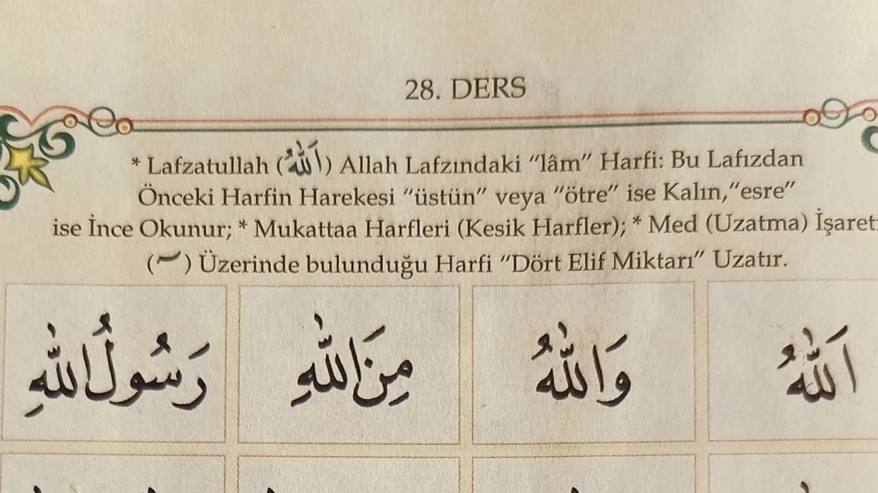 28. Ders, Lafzatullah, Mukattaa harfleri