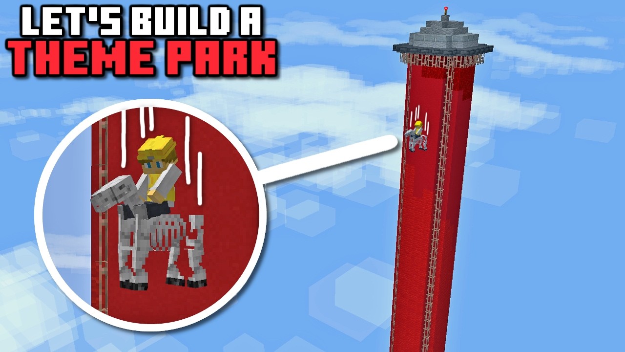 The TALLEST Working Drop Ride in Vanilla Minecraft! | Let's Build a Theme Park | Episode 2