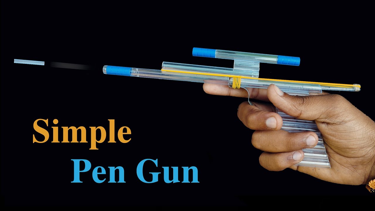 Simple Pen Gun | How to make pen gun by rubber band | pen craft #craft