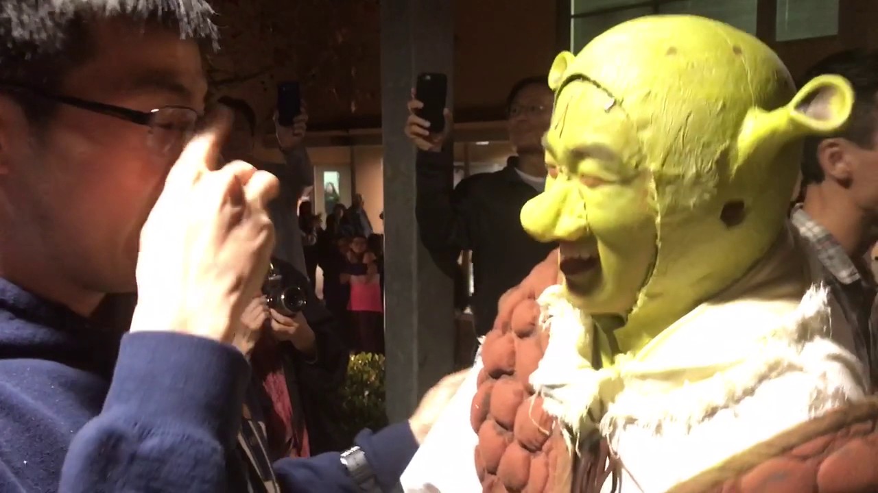 Jeffrey Sunny Baek meets SHREK actor from NHS SHREK Musical