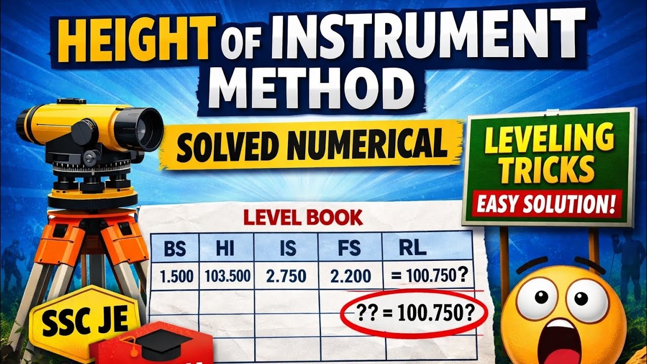 Height of Instrument Method | Solved Numerical | Surveying Leveling Problems