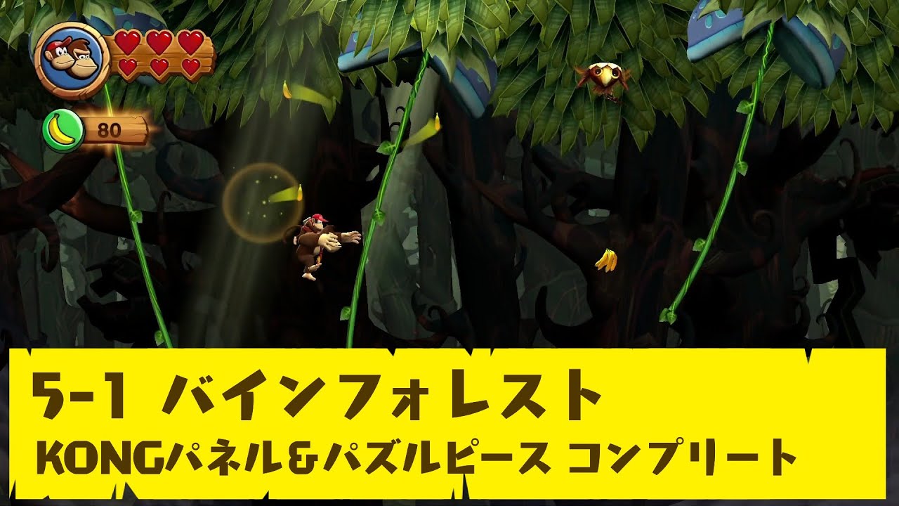 【ドンキーコング リターンズ HD】5-1 バインフォレスト【KONGパネル＆パズルピース コンプリート】