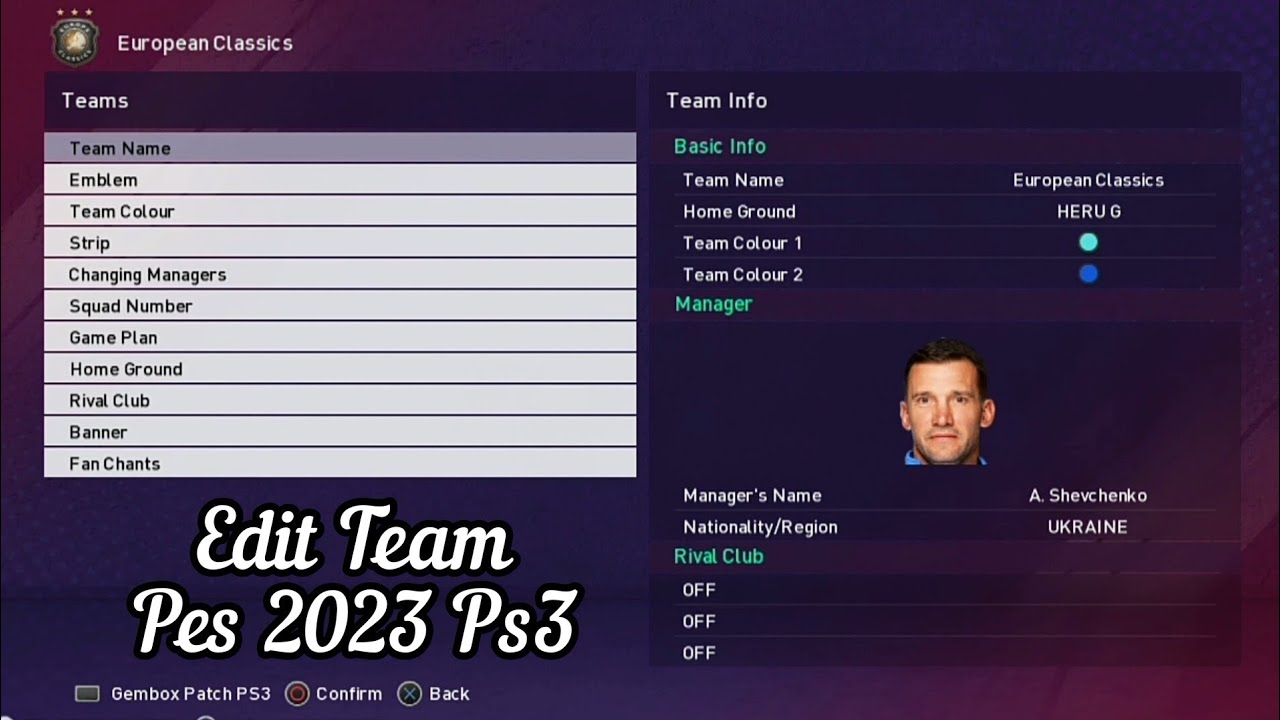 Cara Edit Team Di Pes 2023 Ps3