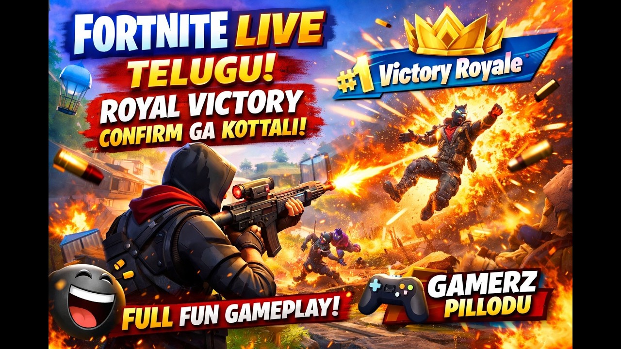🔥 Fortnite Live Telugu | Royal Victory Confirm Ga Kottali 👑 | Full Fun Gameplay | GAMERZ Pillodu