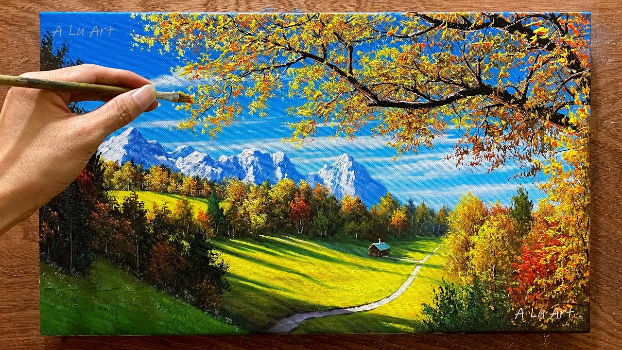How to draw landscape painting 