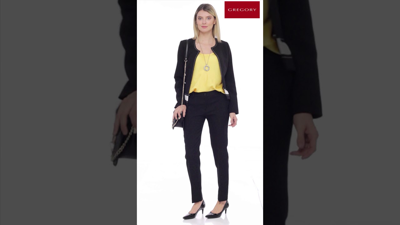 REGATA COM VIÉS - AMARELO | BLAZER BICOLOR DECOTE CARECA - PRETO