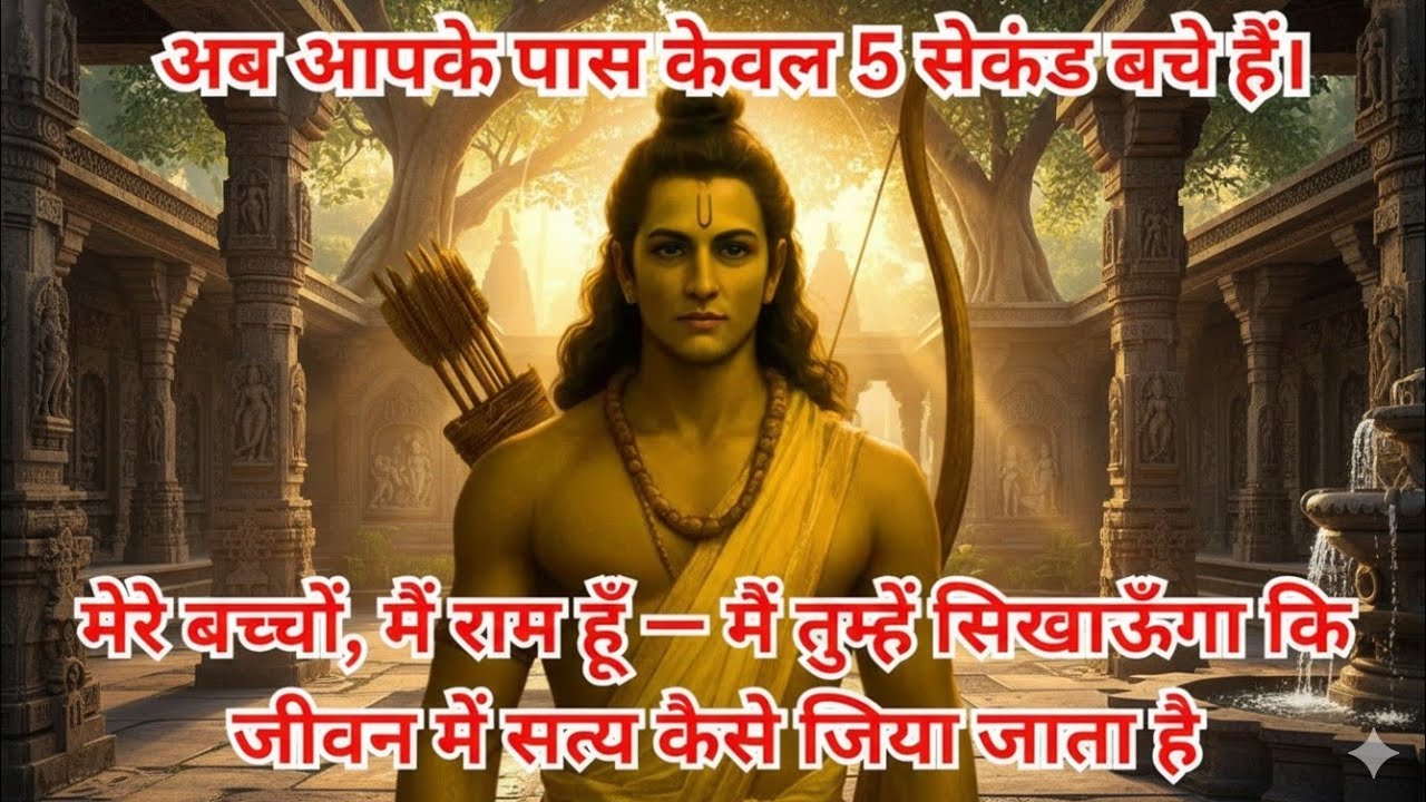 अब आपके पास केवल 5 सेकंड बच्चे हैं।मेरे बच्चों,में राम है मैं तुम्हें सिखाऊँगा कि जीवन में सत्य कैसे