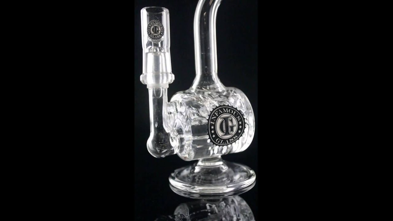 Infamous Glass Stemless Inline Mini Barrel Drum Oil Rig