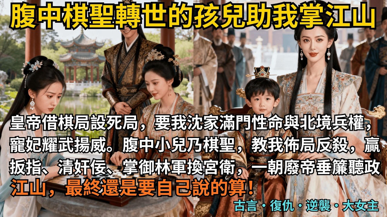 【古言逆袭】完结爽文，皇帝借棋局设死局，要我沈家满门性命与北境兵权，宠妃耀武扬威。腹中小儿乃棋圣，教我布局反杀，赢扳指、清奸佞、掌御林军换宫卫，一朝废帝垂帘听政。#完结 #小说 #古言小说 #复仇