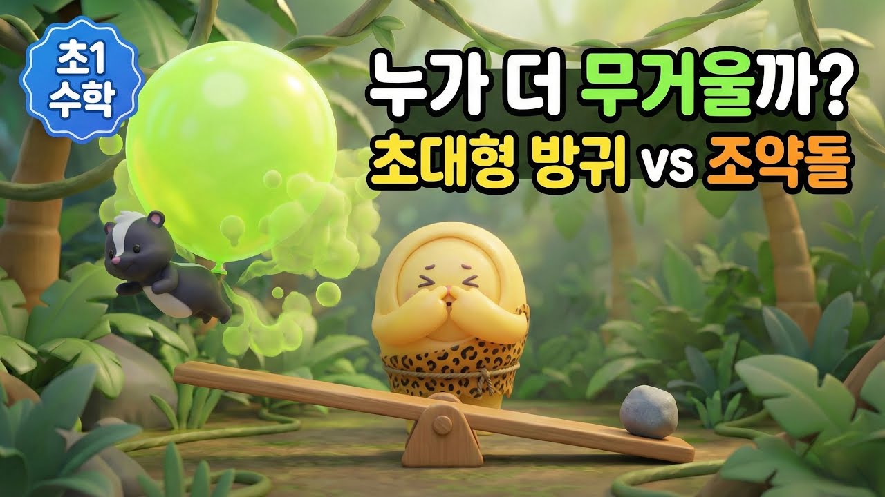 [초1수학 6편] 방귀가 돌멩이보다 무거울까?💨(길이와 무게 비교)