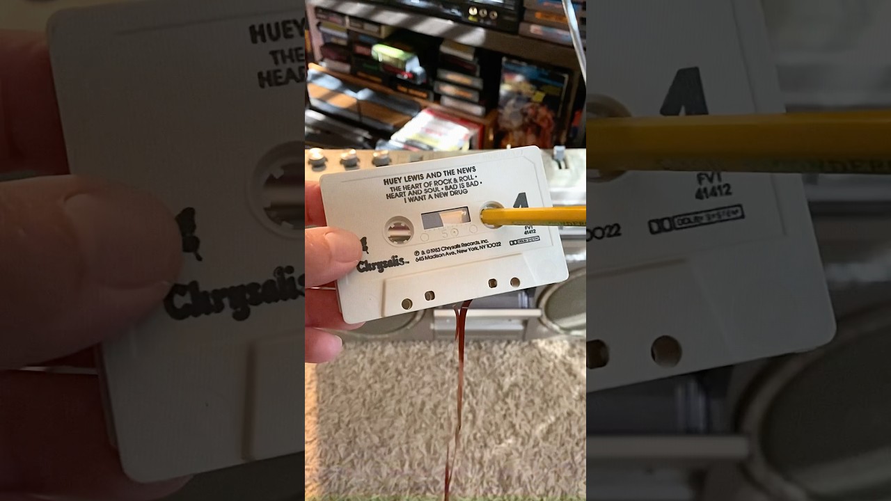 Rewinding a cassette tape with a pencil - it works! #80s #retro #80smusic #nostalgia #oldschool