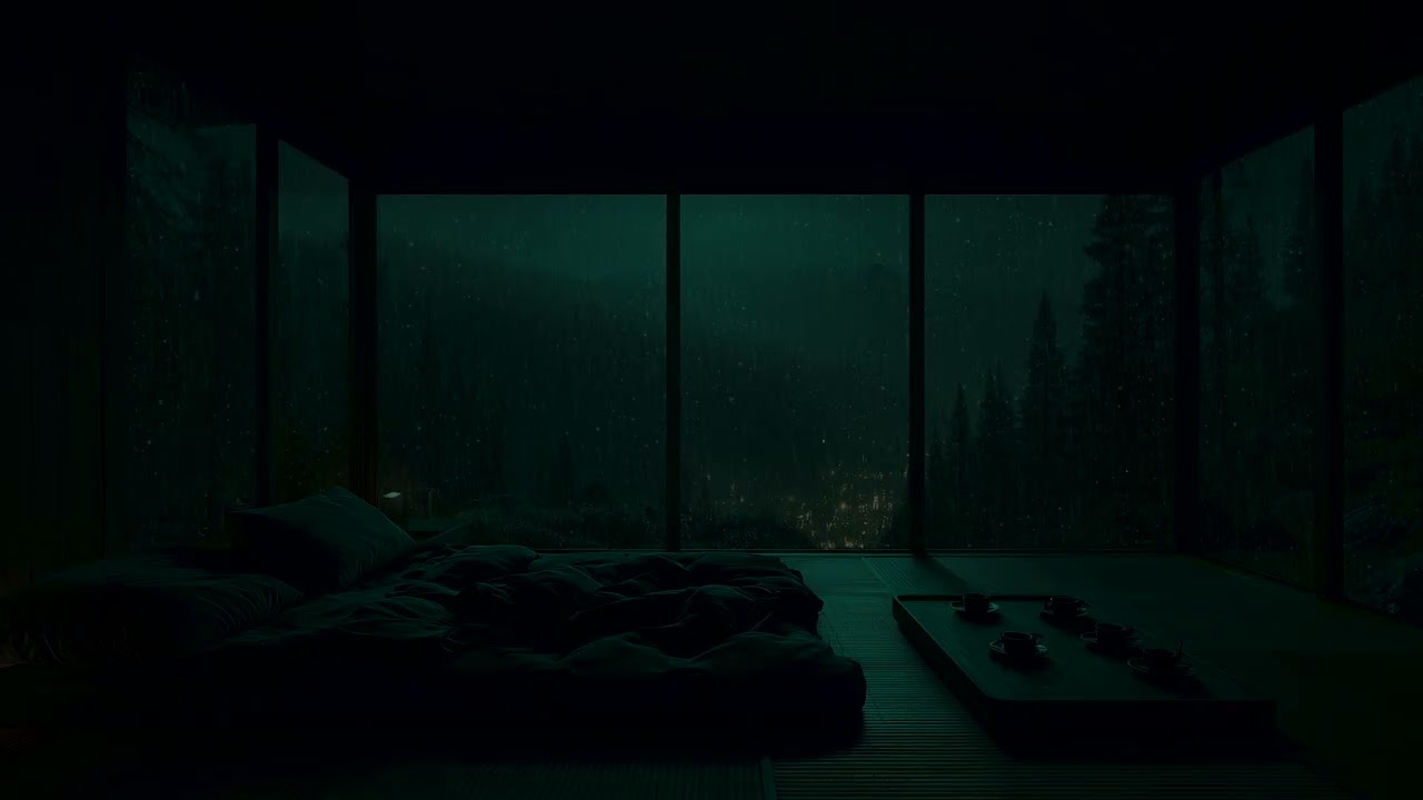 Deep Mountain Rain Sounds at Night 🌧| Quiet Dark Bedroom Ambience for Deep Sleep & Relaxation