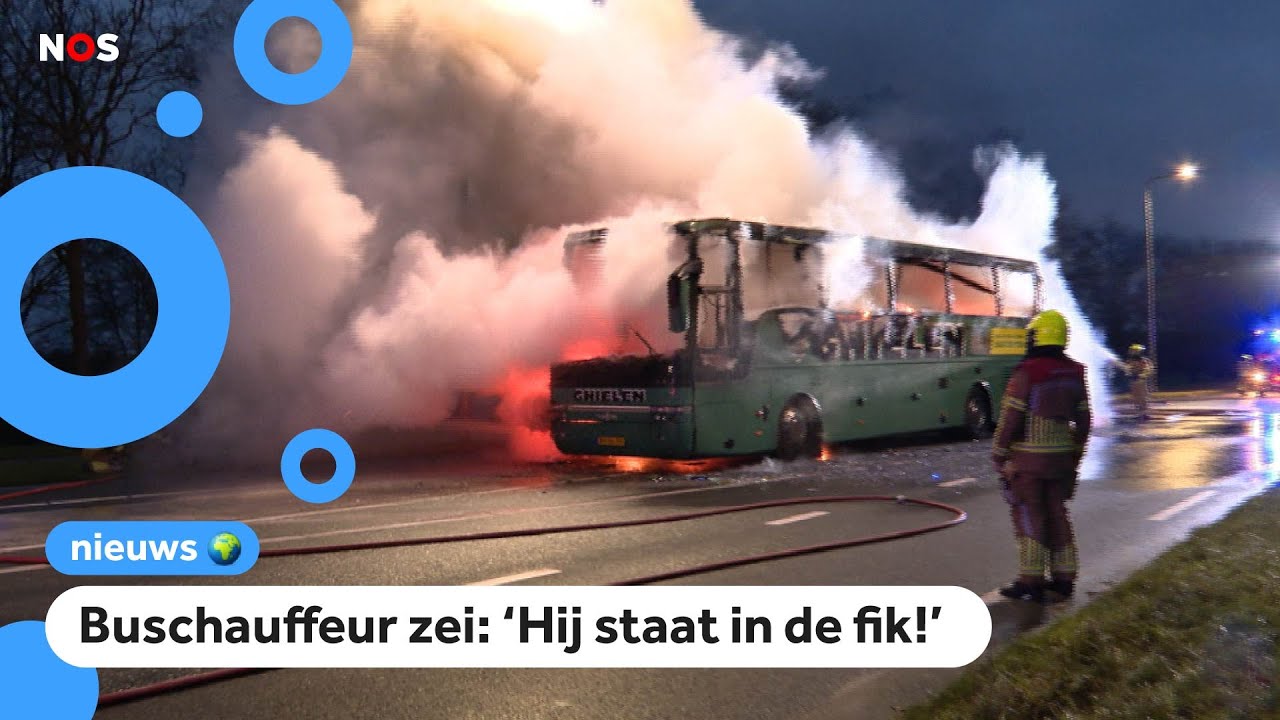 Bus met scholieren in brand gevlogen, geen gewonden