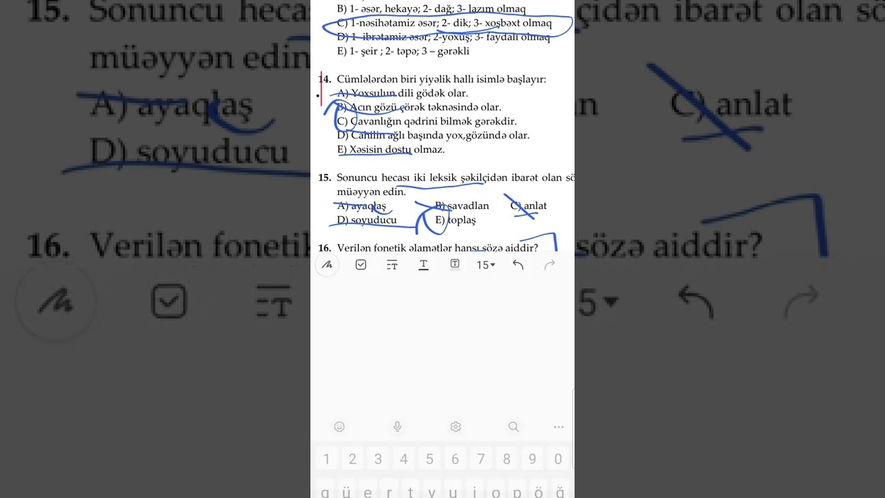 Dəyanət liseyinin 05.06.2022-ci il tarixində keçirdiyi 5-ci sinif qəbul imtahanı suallarının izahı: