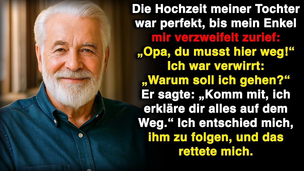„Opa, geh schnell!“, warnte mich mein Enkel bei der Hochzeit. Ich ging – das rettete mich.