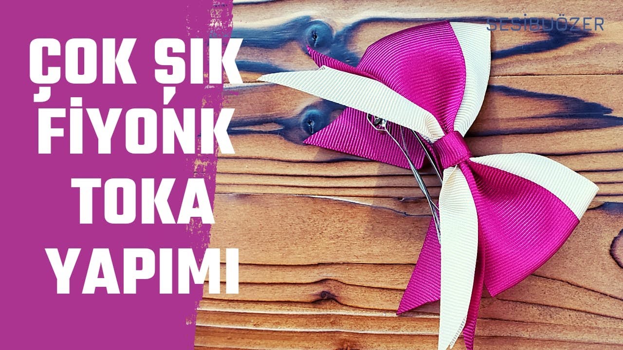 İKİ RENKLİ KOLAY FİYONK TOKA YAPIMI / OTOMATİK TOKA İLE ŞIK TOKA YAPIMI / Kurdeleden Toka Yapımı