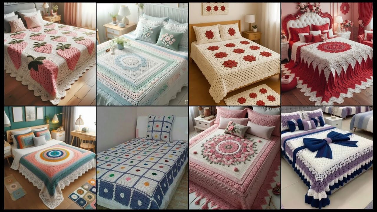 Very impressive Elegant crochet pattern of bedsheets designs ideas