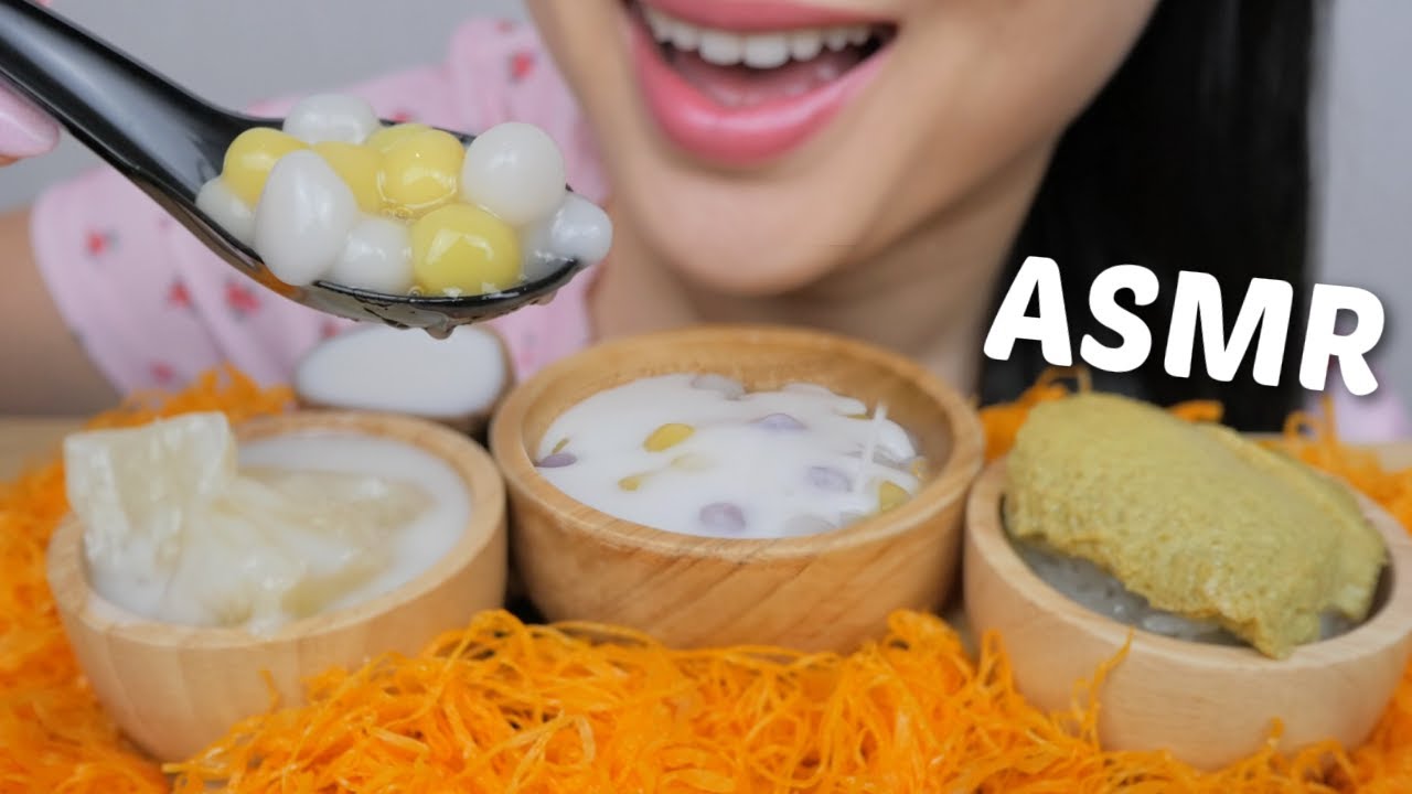 TOP 3 Traditional Thai Dessert *Three Colours Bualoy, Potato Coconut Milk with Custard Sticky Rice