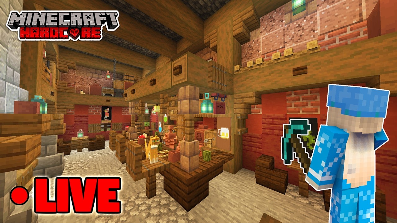 Hardcore Minecraft LIVE - Swamp Tavern Building (22,550 day world)
