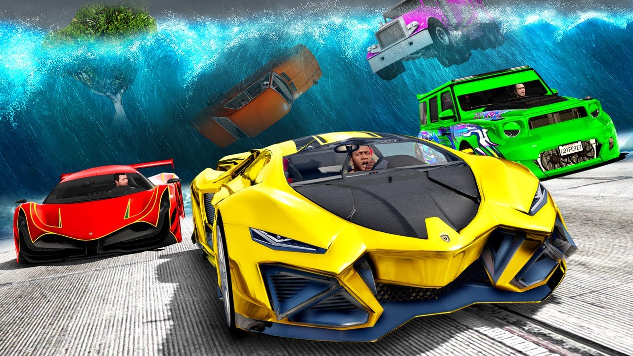 Собираем РОСКОШНЫЕ АВТОМОБИЛИ во время ЦУНАМИ в GTA 5!