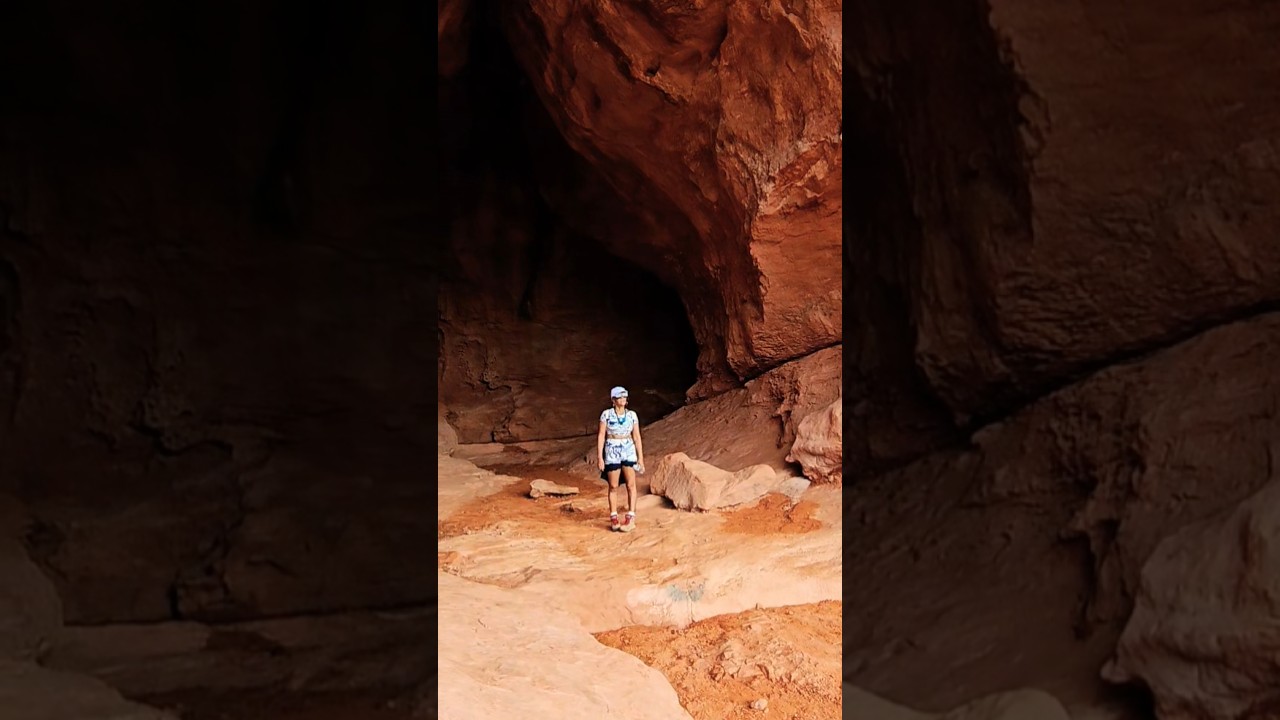 Hiking to Scout's Cave in Snow Canyon,  Utah.
