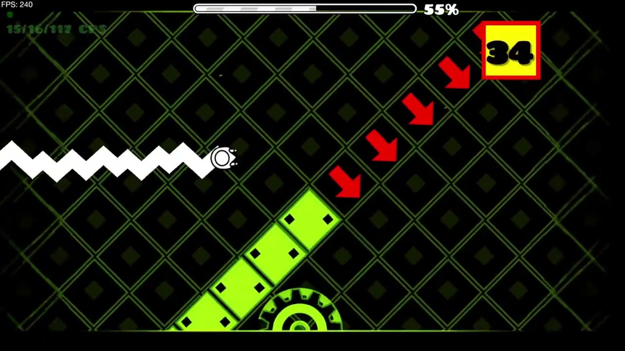 Retray wave with most clicks *177 clicks* *world record* l Geometry Dash