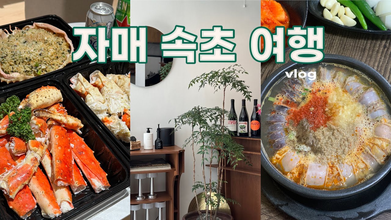🇰🇷언니랑 속초 1박2일 여행 🦑 | 자매여행, 킹크랩, 소연이네조개구이, 체스터톤스호텔, 술빵, 속초중앙시장, 중앙순대국, 흑임자라떼, 옥수수크림라떼, 맛집,바다여행