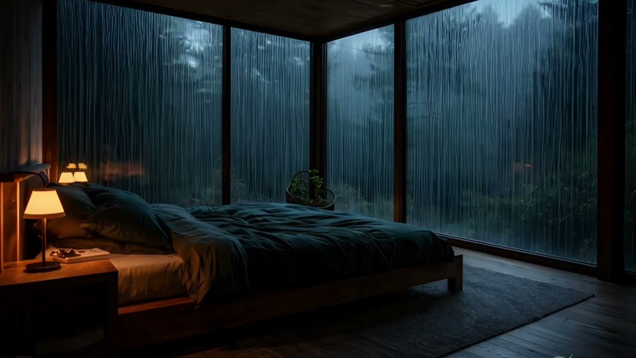 Rain on Cabin Window | Cozy Bedroom Rain Sounds for Sleep, Relaxation & Study (30 minitus )