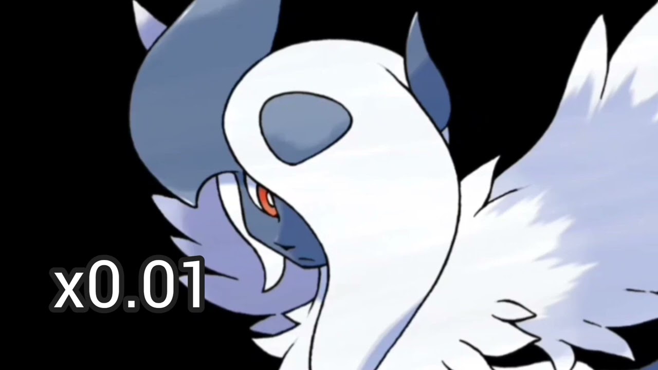 Mega Absol cry at 1x, 0.5x, 0.1x, 0.01x speed