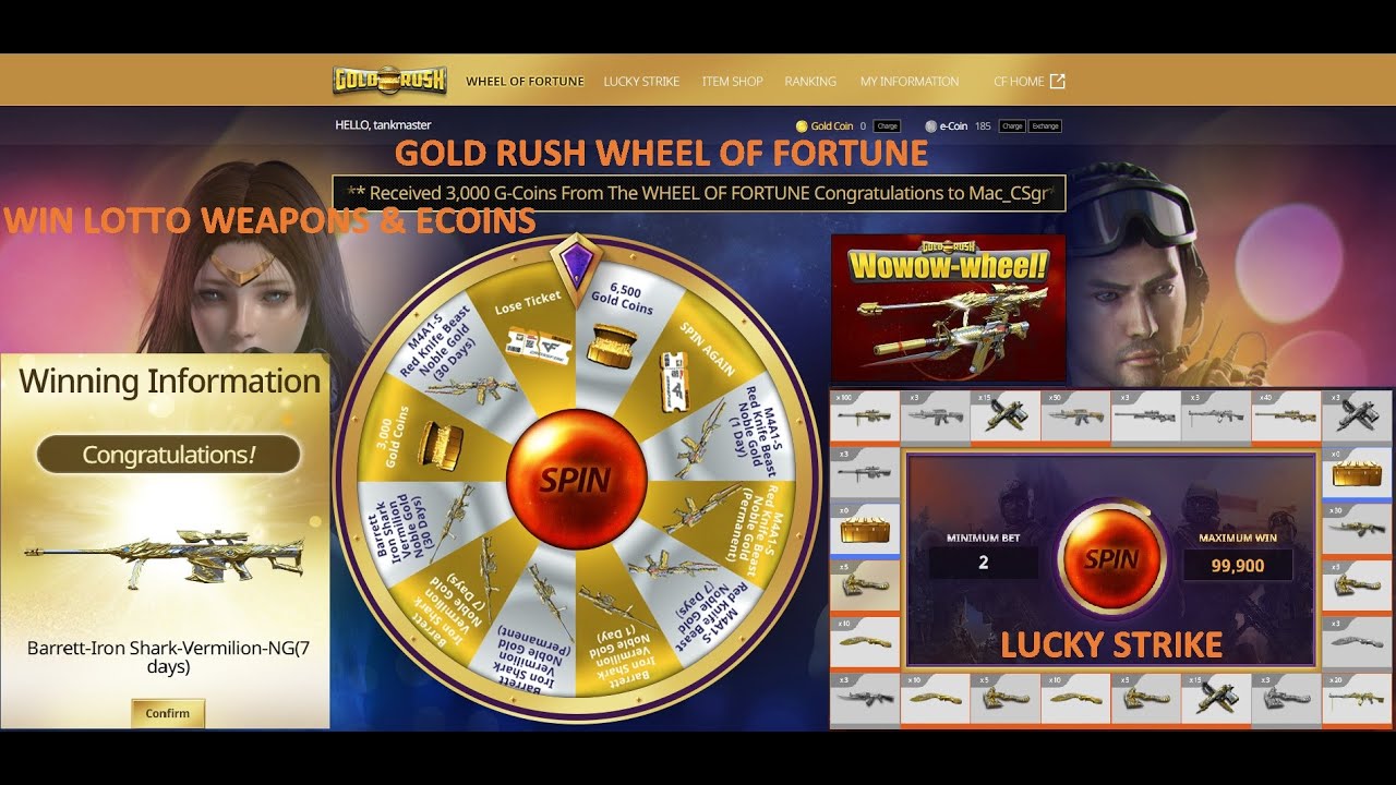 GOLD RUSH WHEEL OF FORTUNE & LUCKY STRIKE IN CROSSFIRE PH