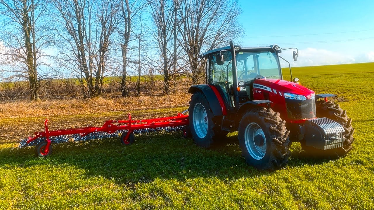 Massey Ferguson 6713 и штригельная борона Aktywator 12