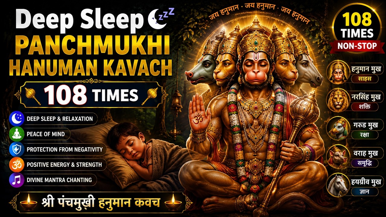 🎵 Deep Sleep Panchmukhi Hanuman Kavach 108 Times 🙏 | Rain Ambience for Protection & Peace