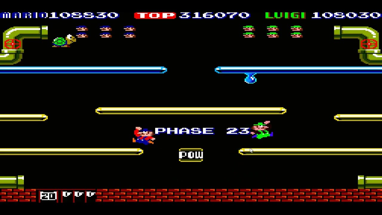 Mario Bros 1983 - 1582800 pts (points) - Arcade Gameplay - Longplay - 2 Player - Multiplayer