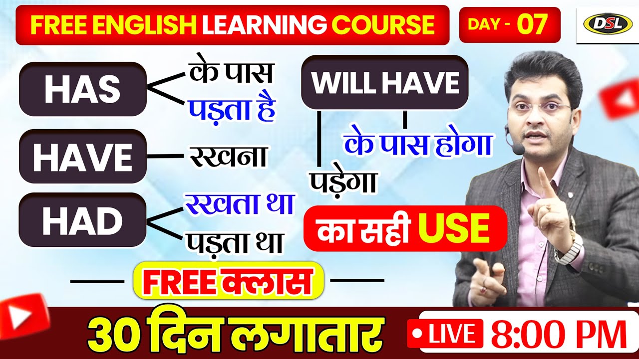 Day 07 | Fluent English बोलना है तो इनका Use जरूर सीखो 💬🔥 | Had, Have, Has, Will Have  #english