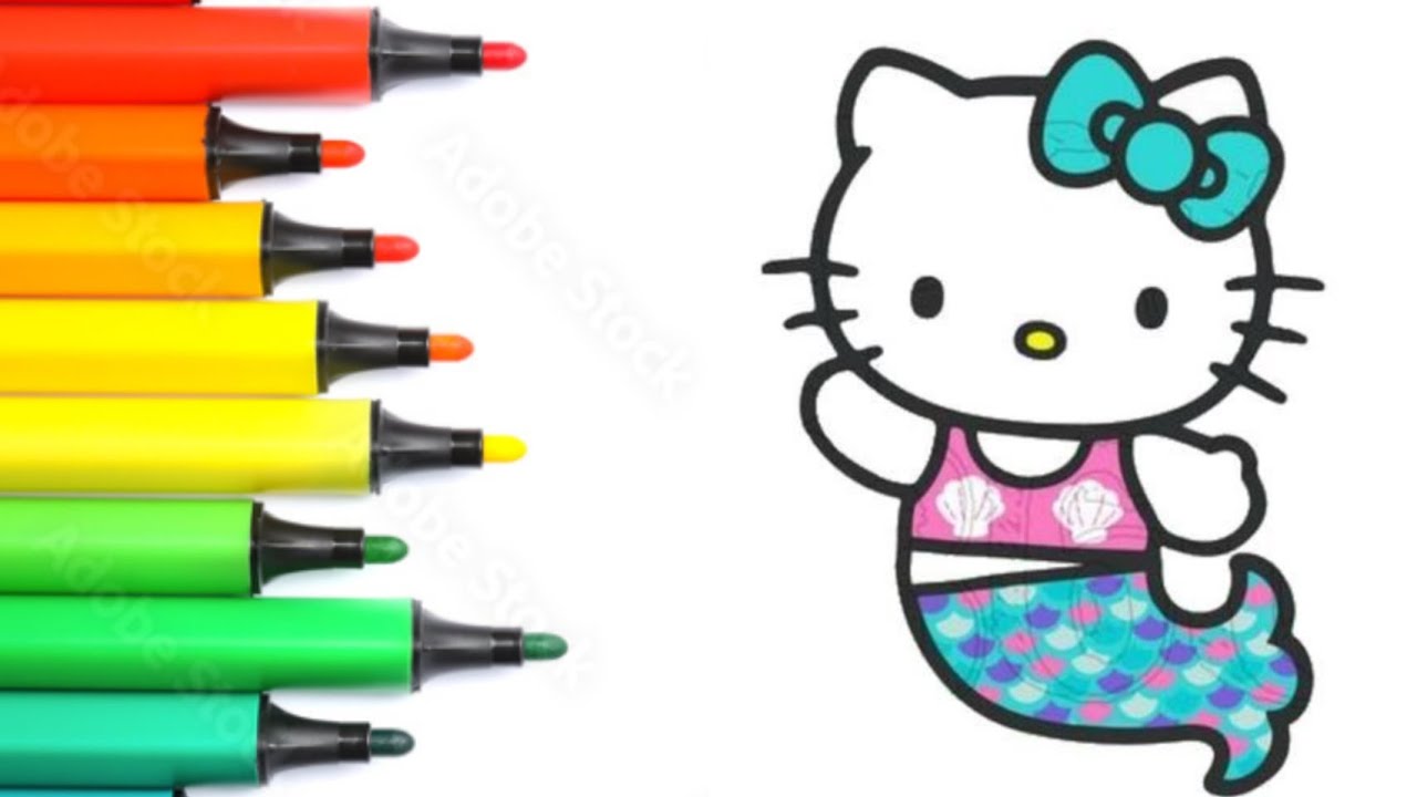 Hello kitty Mermaid Drawing, Painting and Coloring for Children and Toddlers | Child Arts 