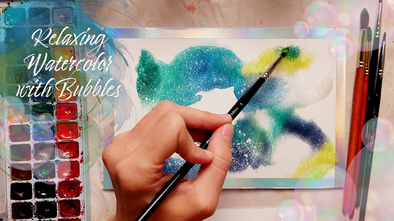 Relaxing with Watercolor - Watercolor + Ink Doodle Using Bubble Technique