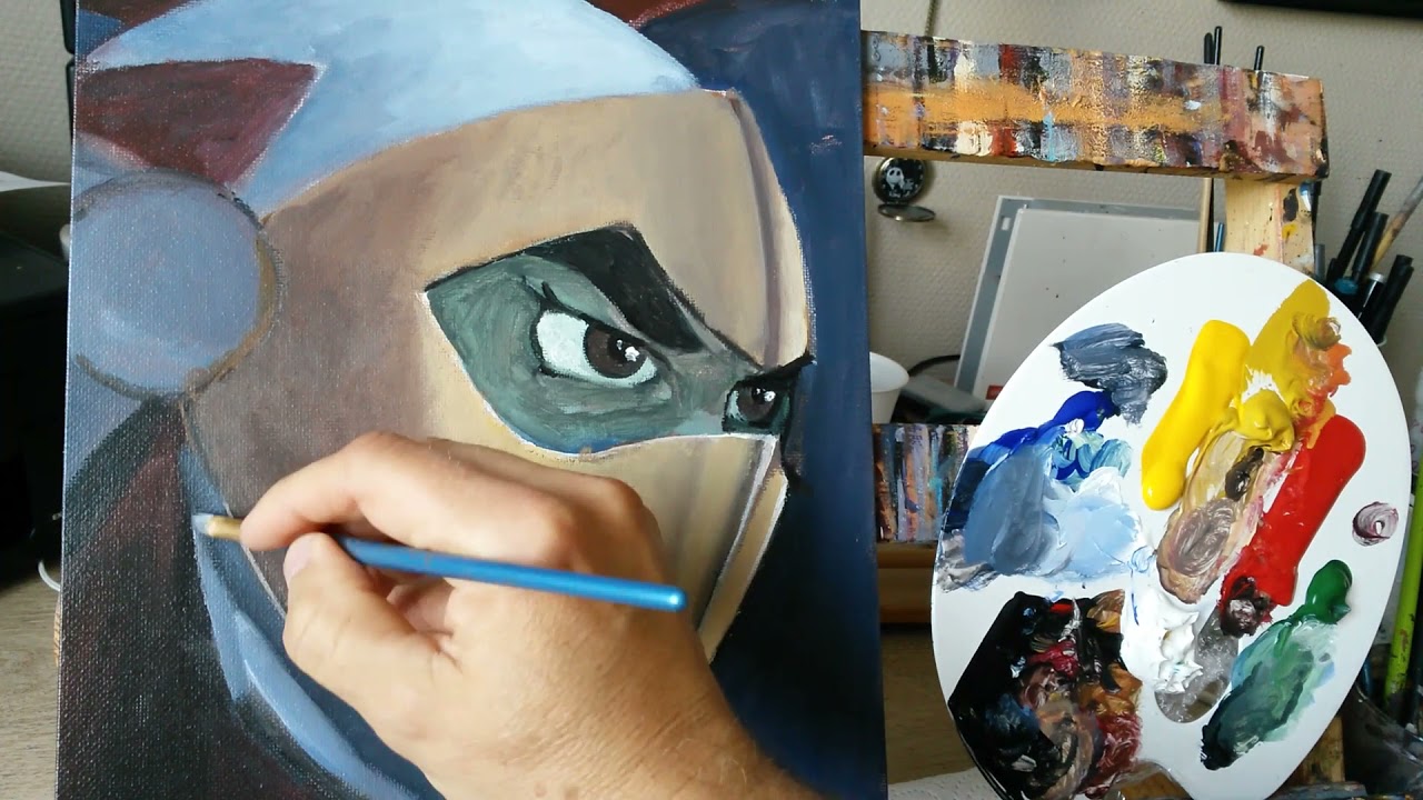 Comment peindre Actarus à l'acrylique_manga_Goldorak _peinture art réalisé par l'artiste ChrisK,